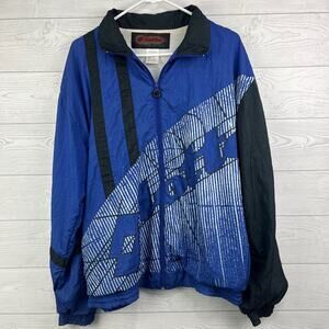 Vintage Lotto Italy Windbreaker Jacket Mens Size Large Blue Lined Zip Up 80s 90s